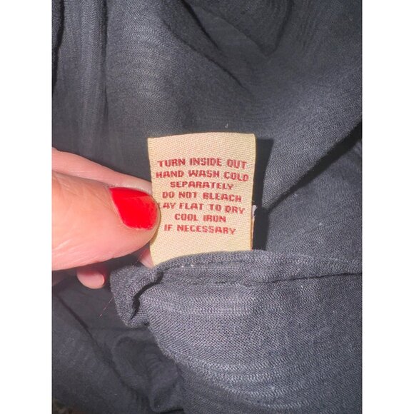 Reba Off-Shoulder Peasant Top Embroidery Black Boho Cottage Size L 100% Cotton - Picture 8 of 8